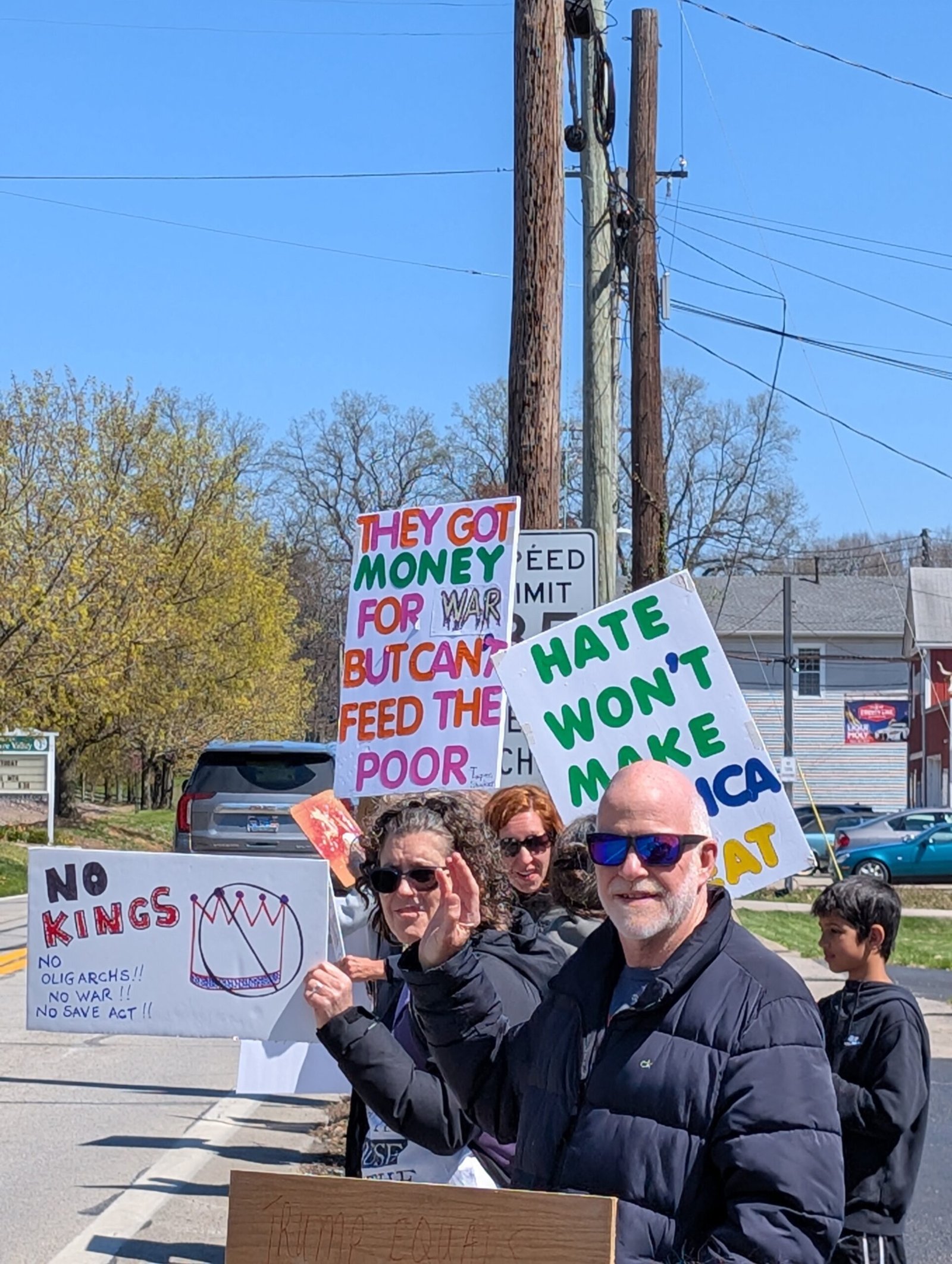 No Kings Protest Draws Crowds in Pewee Valley, Kentucky on March 28